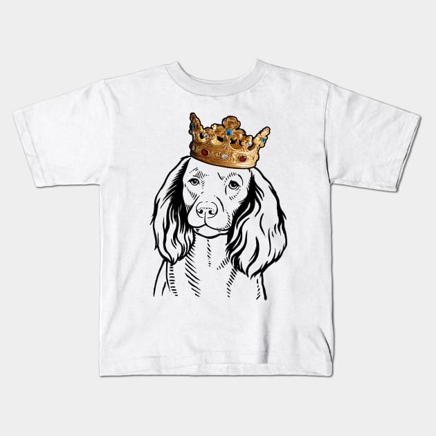 American Water Spaniel Dog King Queen Wearing Crown Kids T-Shirt by millersye